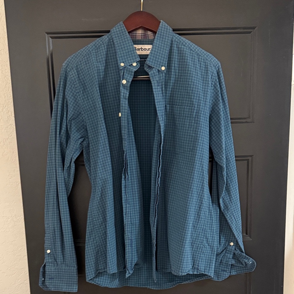 Barbour Teal Plaid Button-Up Shirt